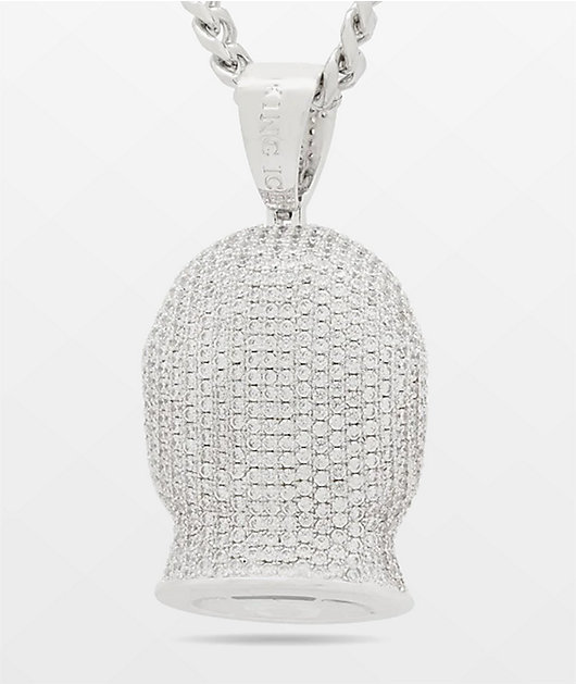 King Ice Ski Mask 20" Silver Necklace